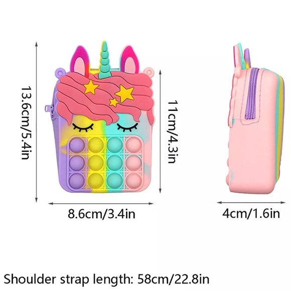 Rainbow Unicorn Pop-It Purse - Picture 6 of 6